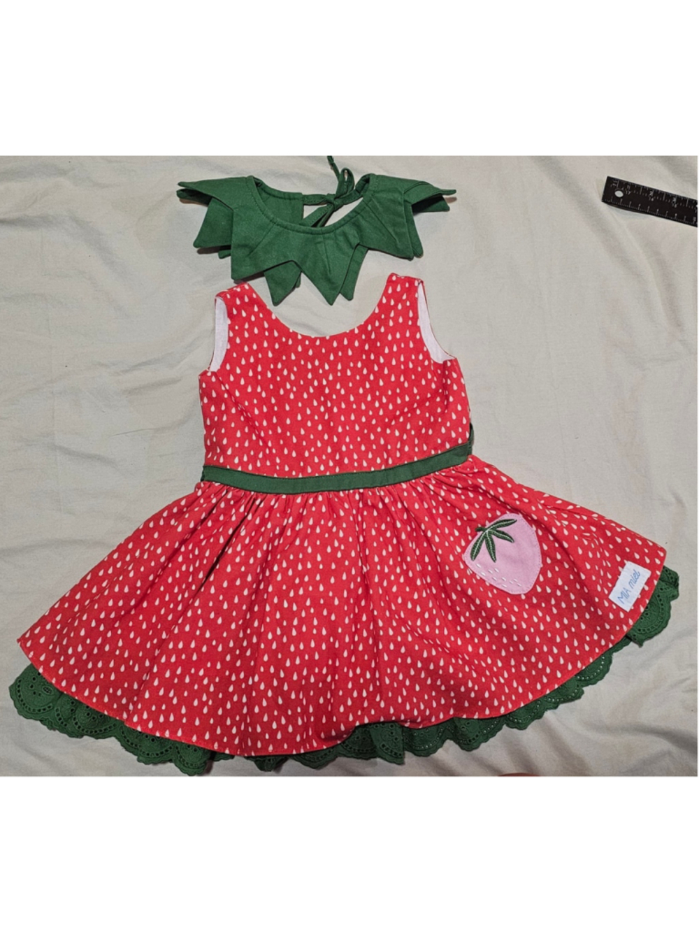 Mia Miel Strawberry Print Dress Toddler Girls 3T Red Green